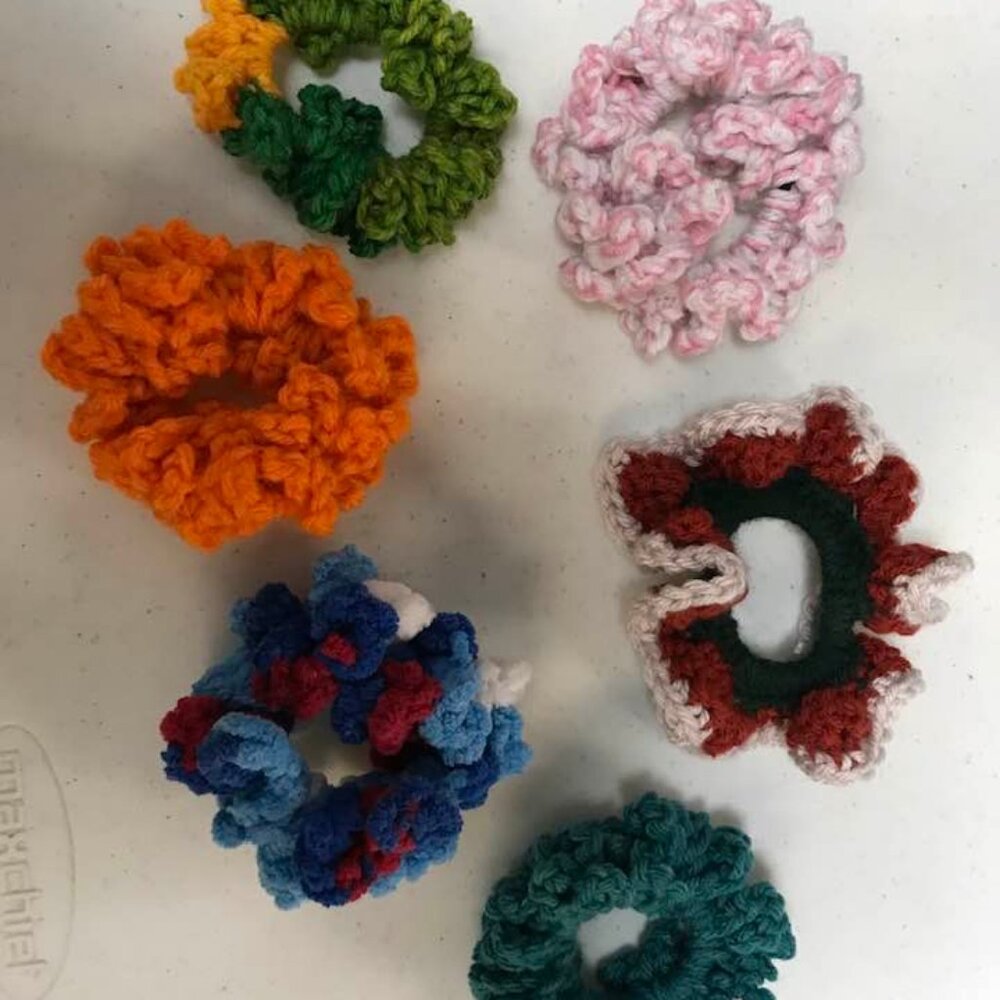 Hand crocheted hair scrunchies